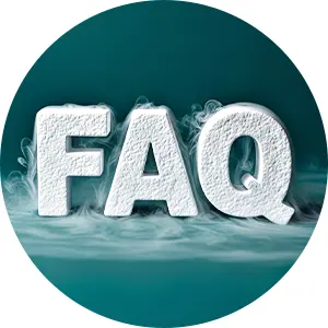 FAQ in frosty letters on a teal background